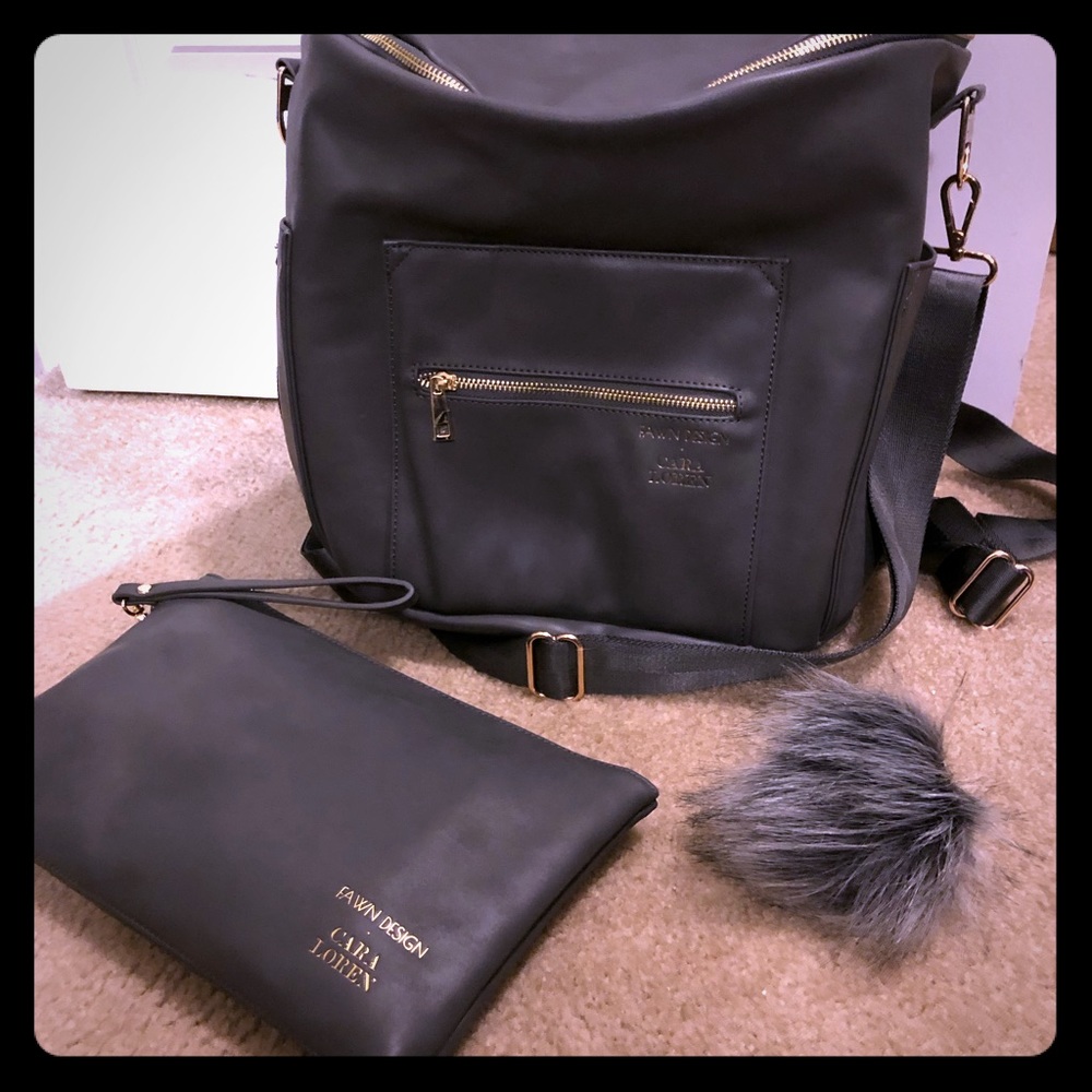 Fawn Design leather backpack with clutch/keychain